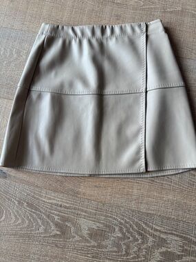 Max Studio Faux Leather Mini Skirt in Taupe